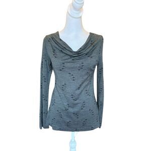 Ibex Merino Wool Diana Cowl Neck Sweater Gray Long Sleeve Womens Size Small